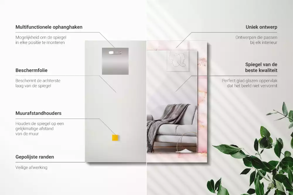 Rechteckiger dekorativer spiegel Rosa Marmormuster