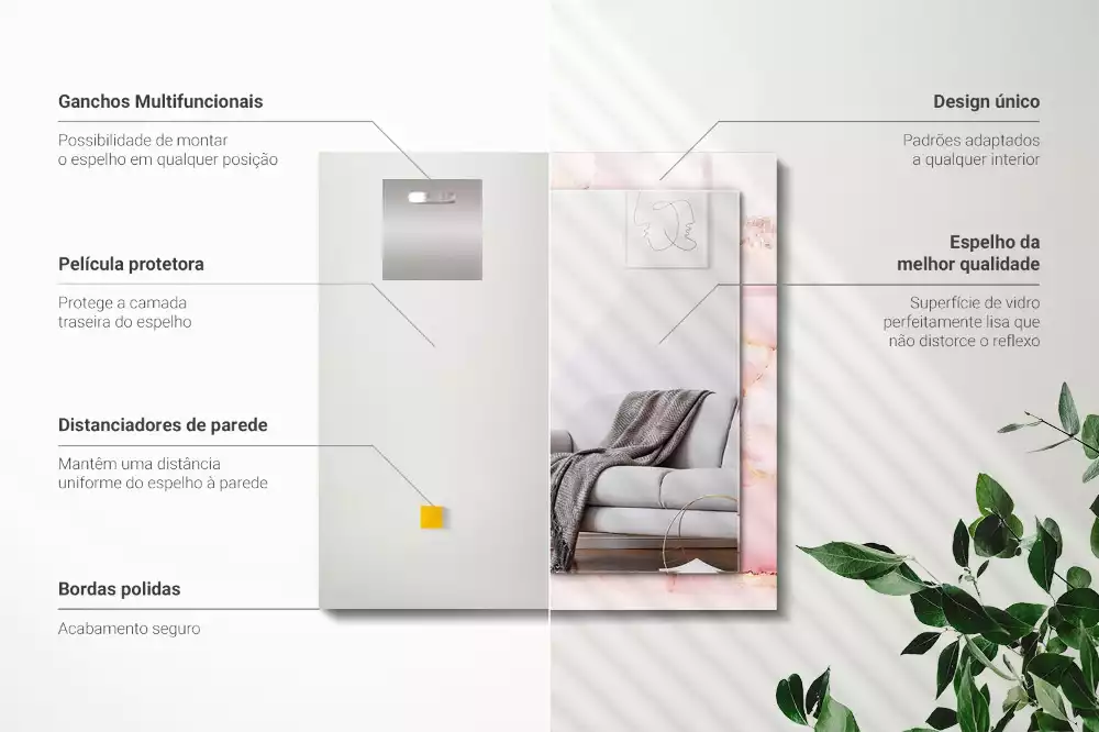 Rechteckiger dekorativer spiegel Rosa Marmormuster