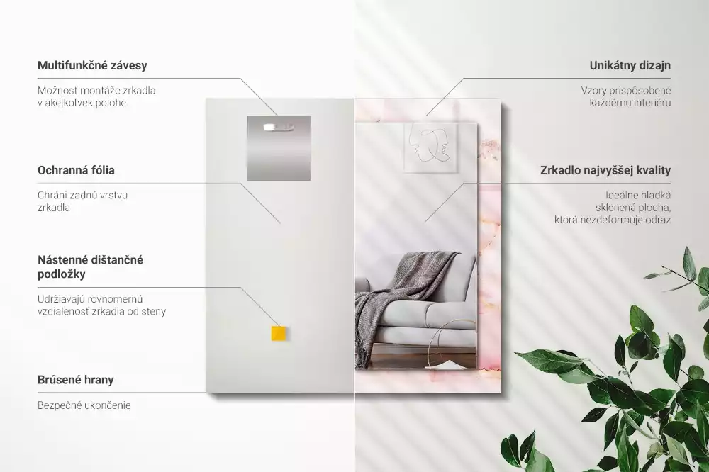 Rechteckiger dekorativer spiegel Rosa Marmormuster