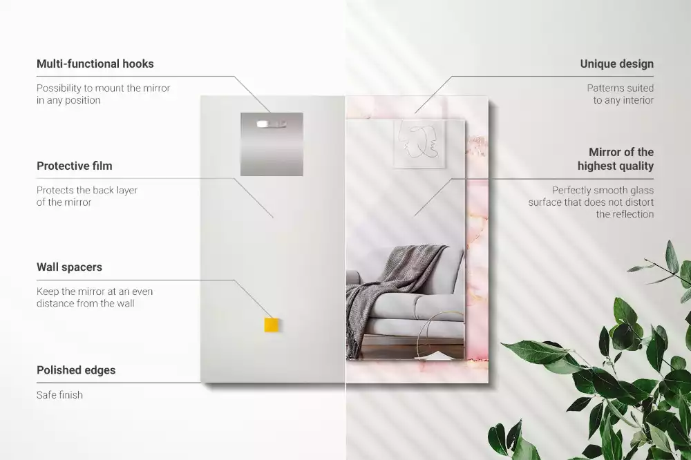 Rechteckiger dekorativer spiegel Rosa Marmormuster