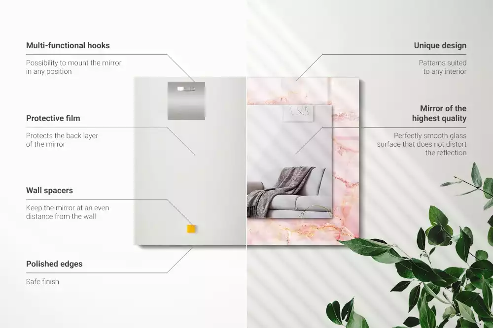 Rechteckiger dekorativer spiegel Rosa Marmormuster