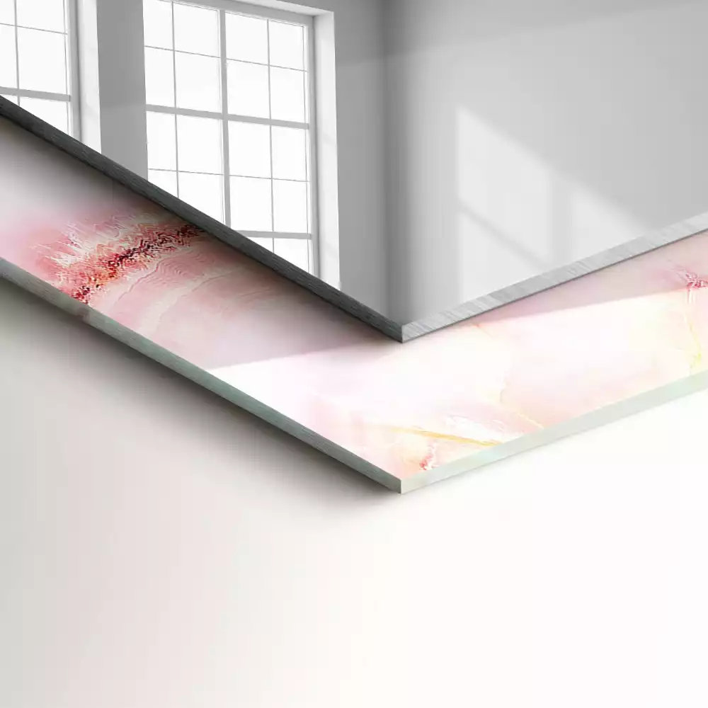 Rechteckiger dekorativer spiegel Rosa Marmormuster