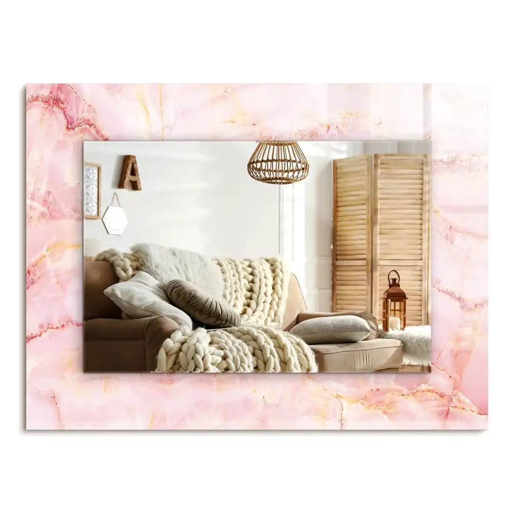 Rechteckiger dekorativer spiegel Rosa Marmormuster