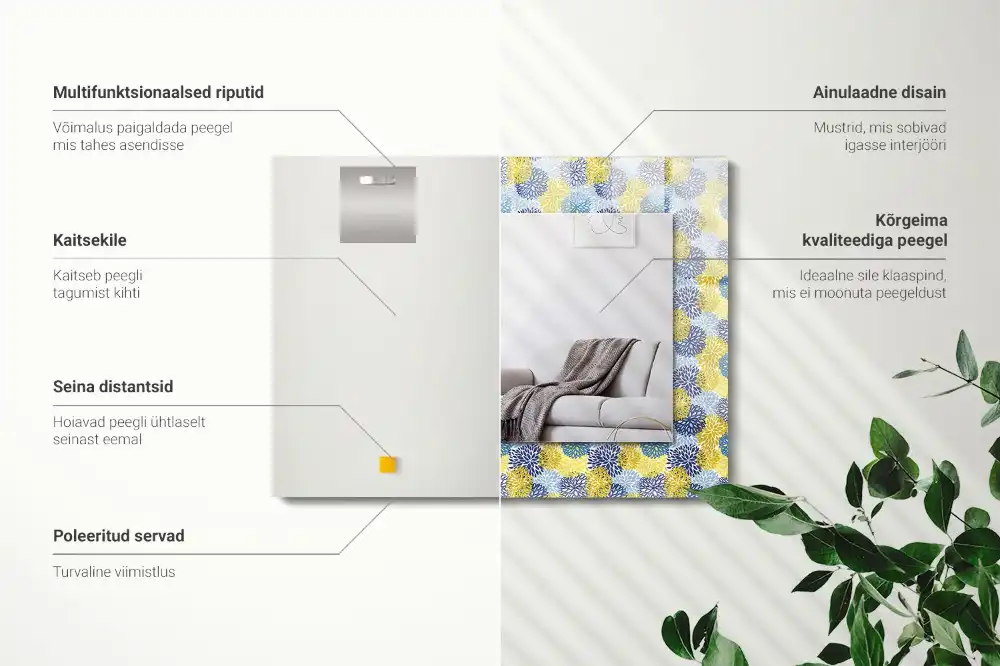 Spiegel mit rechteckigem aufdruck Farbiger Blumenmuster