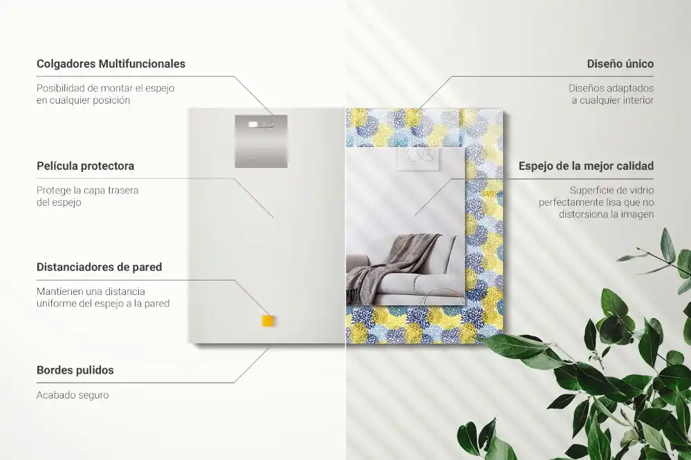 Spiegel mit rechteckigem aufdruck Farbiger Blumenmuster