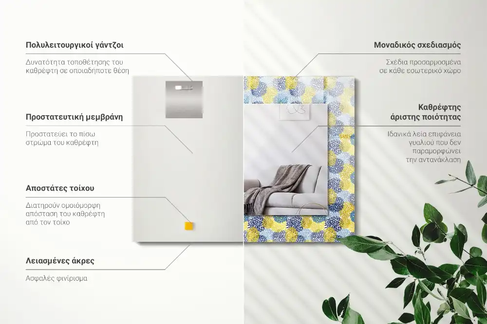 Spiegel mit rechteckigem aufdruck Farbiger Blumenmuster