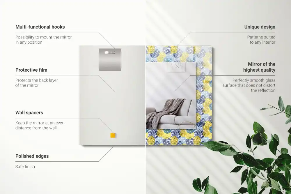 Spiegel mit rechteckigem aufdruck Farbiger Blumenmuster