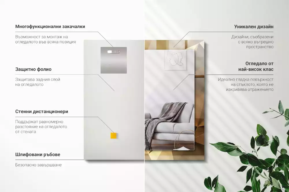 Rechteckiger dekorativer spiegel Geometrische Formen