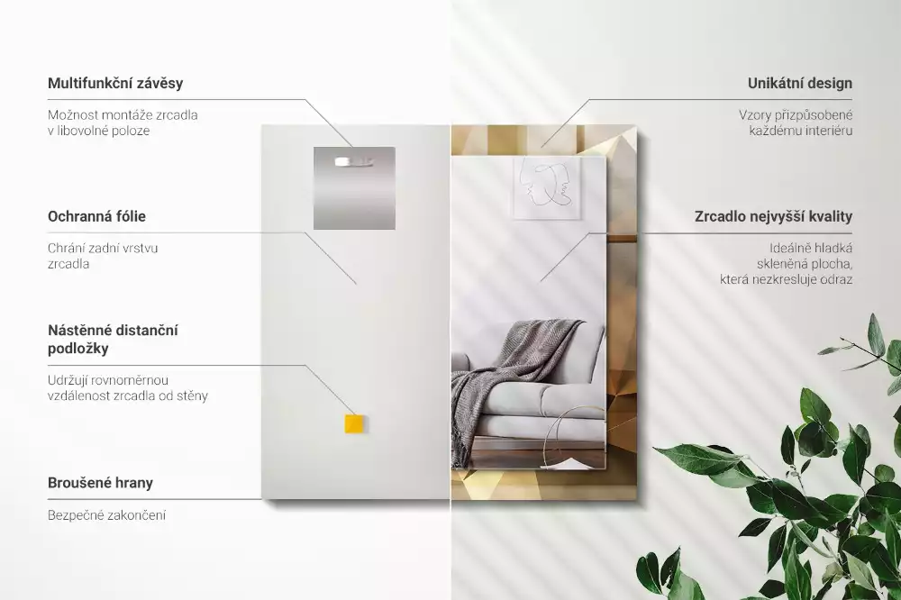 Rechteckiger dekorativer spiegel Geometrische Formen