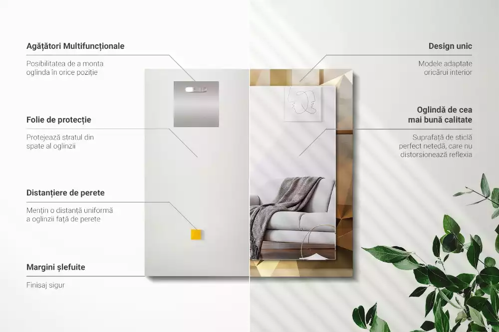 Rechteckiger dekorativer spiegel Geometrische Formen