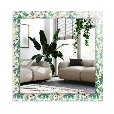 Rechteckiger spiegel Vögel und Blumen
