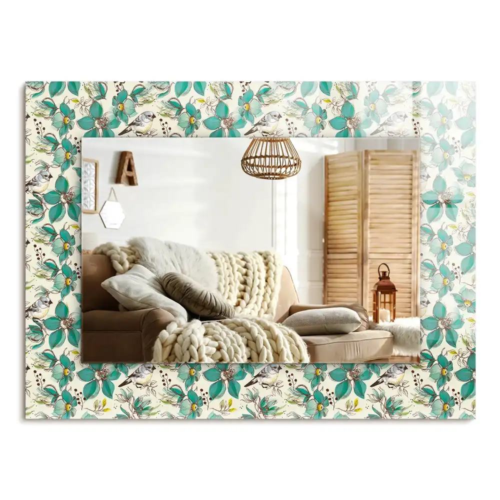 Rechteckiger spiegel Vögel und Blumen