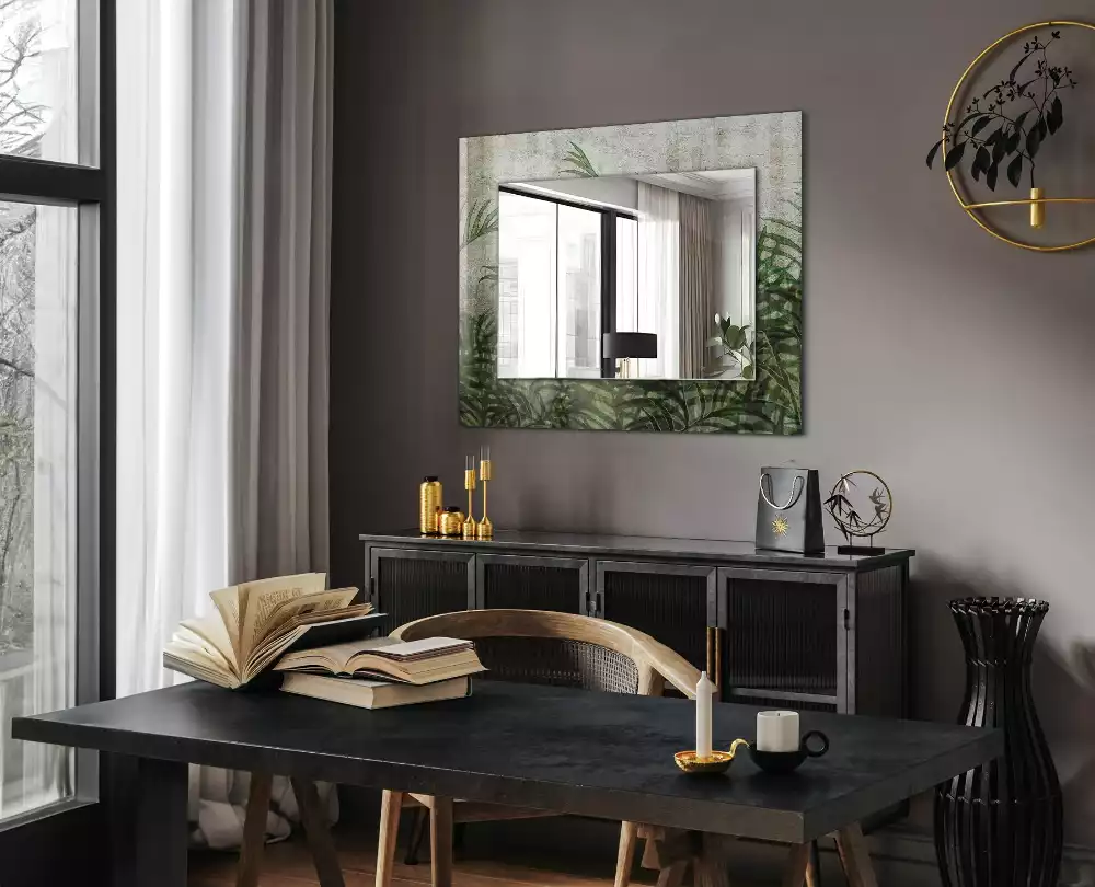 Rechteckiger spiegel Grüne Farnblätter