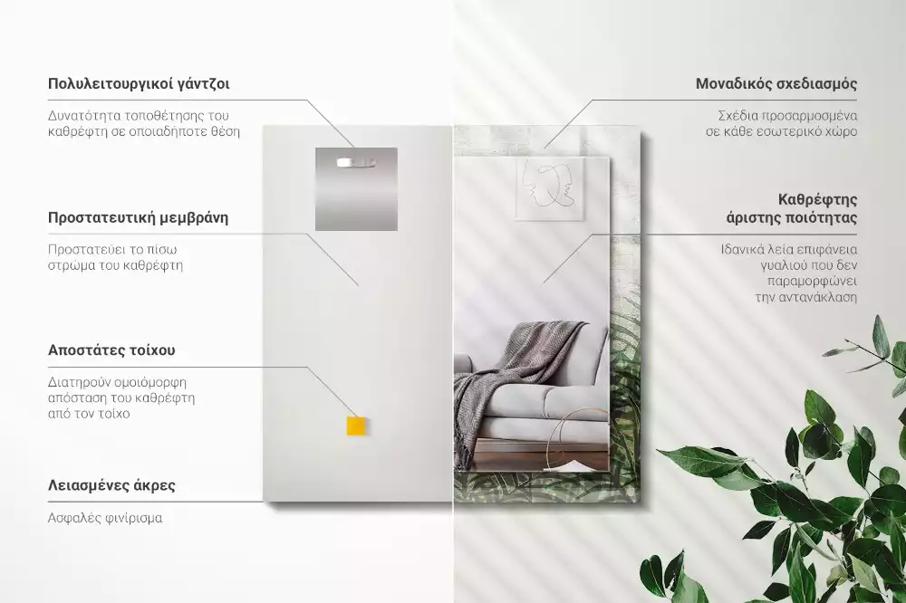 Rechteckiger spiegel Grüne Farnblätter