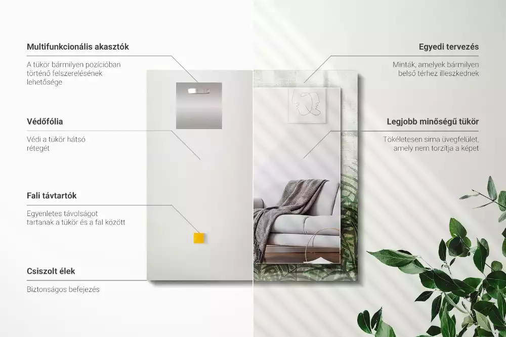 Rechteckiger spiegel Grüne Farnblätter