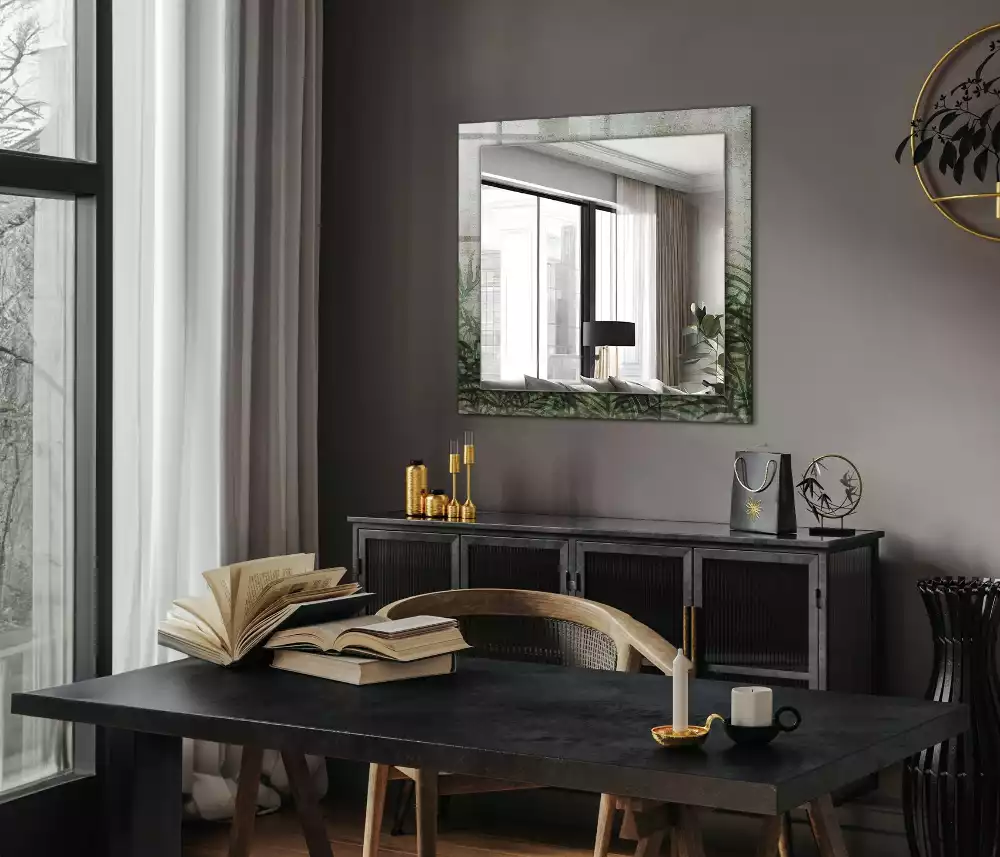 Rechteckiger spiegel Grüne Farnblätter