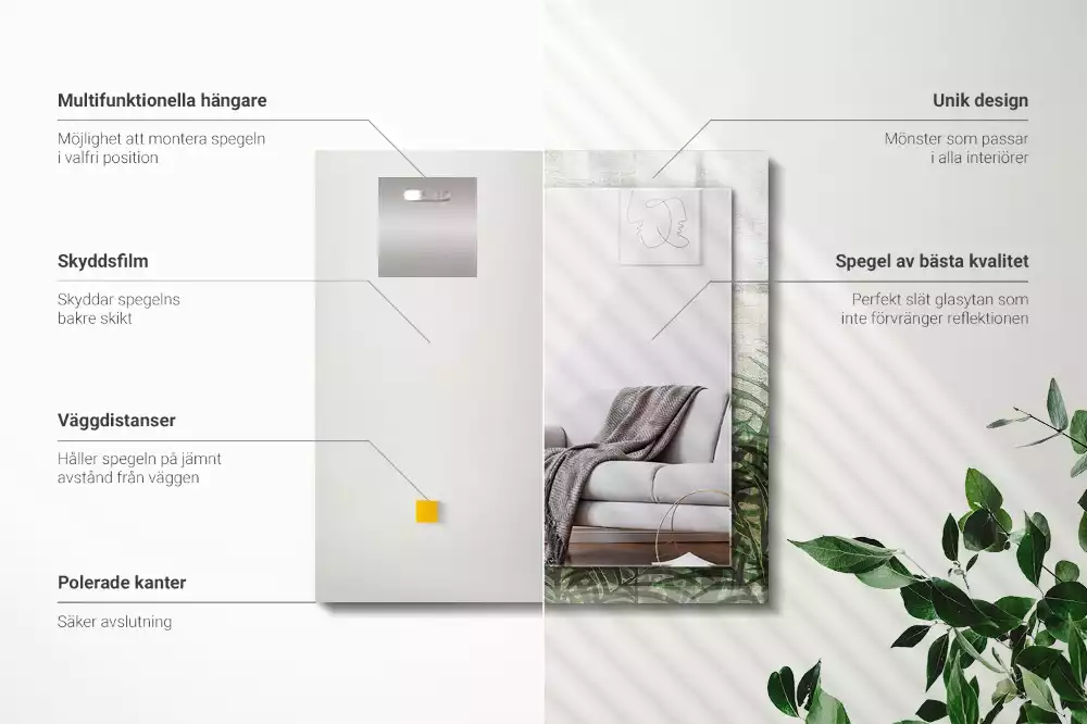 Rechteckiger spiegel Grüne Farnblätter