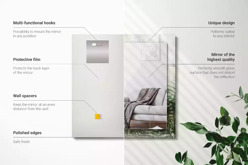 Rechteckiger spiegel Grüne Farnblätter