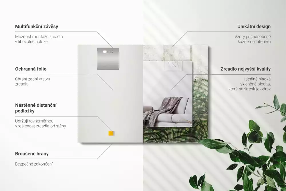 Rechteckiger spiegel Grüne Farnblätter