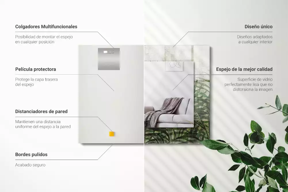 Rechteckiger spiegel Grüne Farnblätter