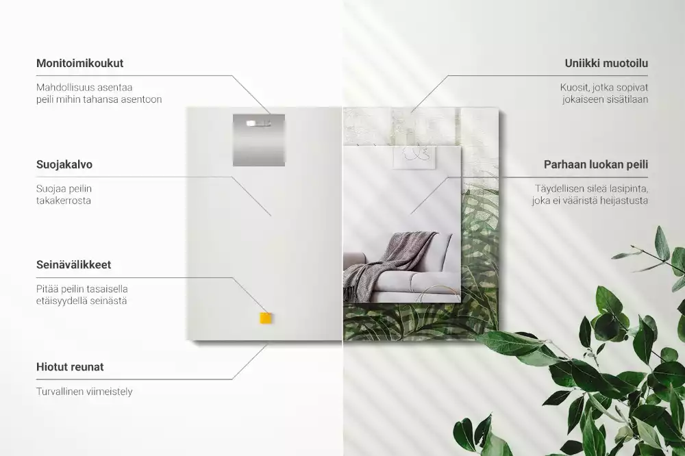 Rechteckiger spiegel Grüne Farnblätter