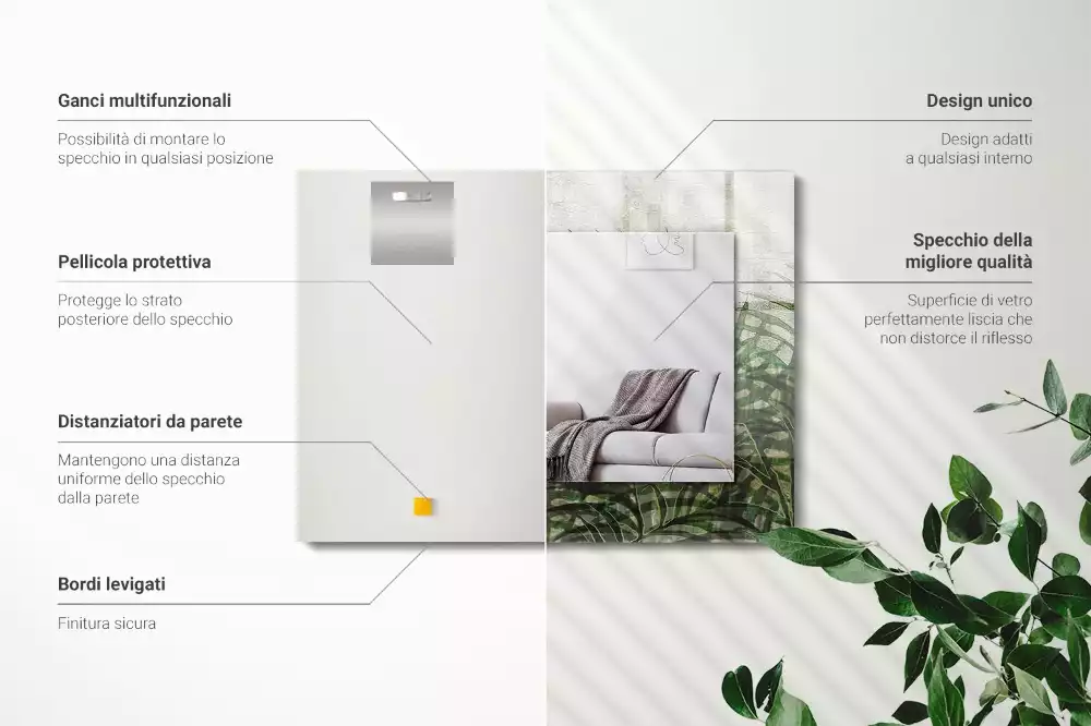 Rechteckiger spiegel Grüne Farnblätter