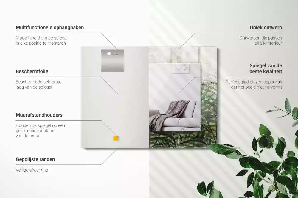 Rechteckiger spiegel Grüne Farnblätter