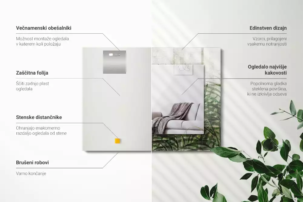 Rechteckiger spiegel Grüne Farnblätter