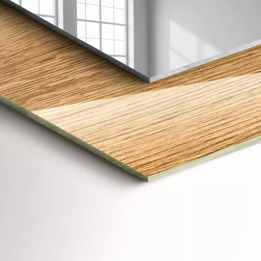 Rechteckiger dekorativer spiegel Holz mit Struktur