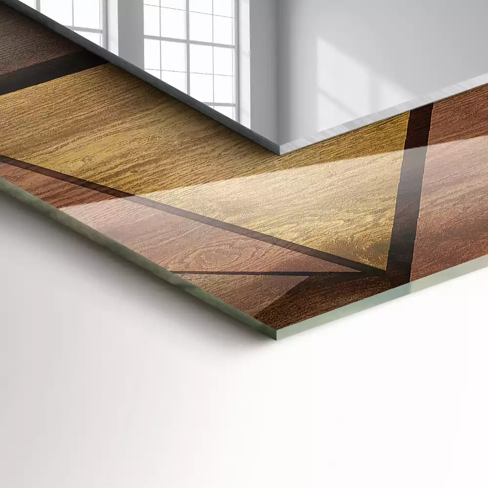 Rechteckiger dekorativer spiegel Holzgeometrische Muster