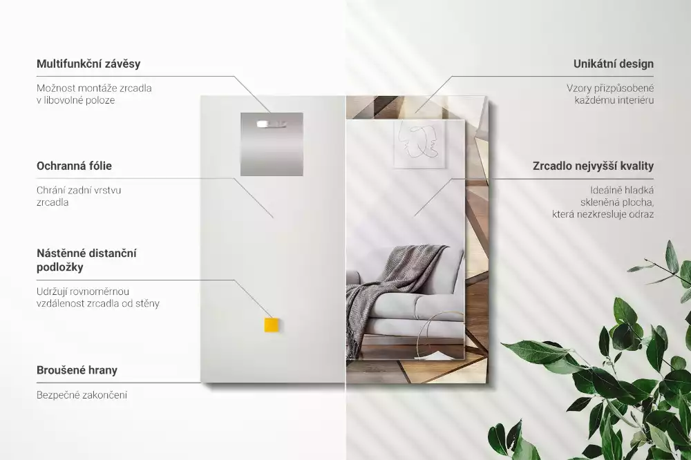 Rechteckiger dekorativer spiegel Holzgeometrische Muster