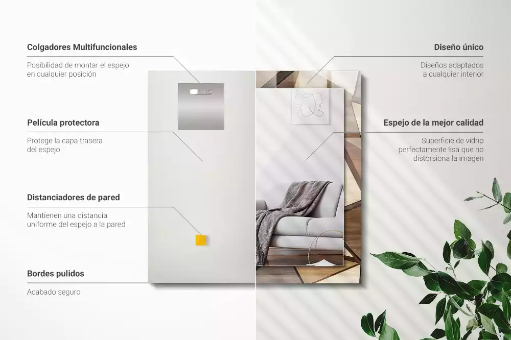 Rechteckiger dekorativer spiegel Holzgeometrische Muster