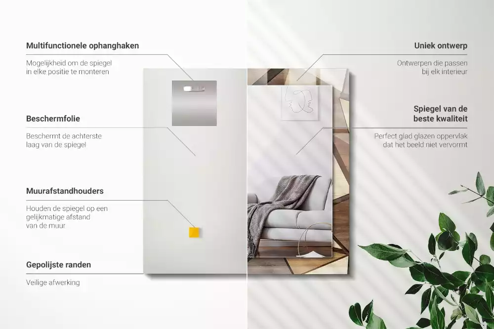 Rechteckiger dekorativer spiegel Holzgeometrische Muster