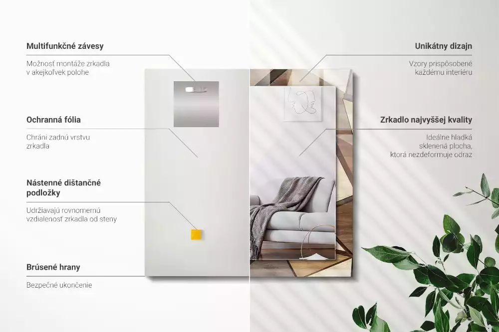 Rechteckiger dekorativer spiegel Holzgeometrische Muster