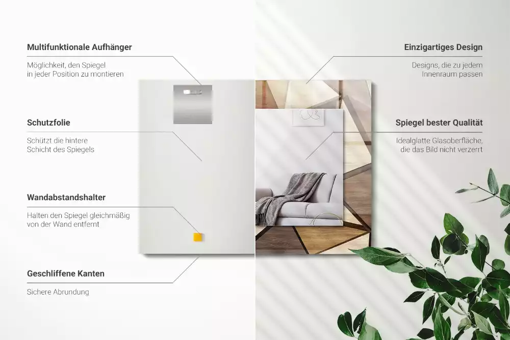 Rechteckiger dekorativer spiegel Holzgeometrische Muster