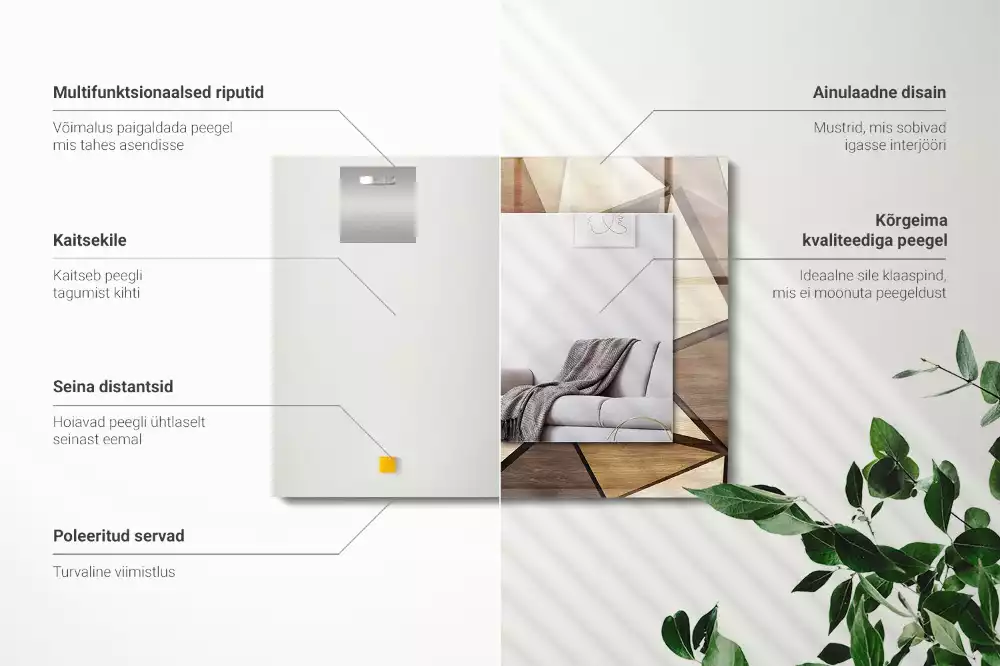 Rechteckiger dekorativer spiegel Holzgeometrische Muster