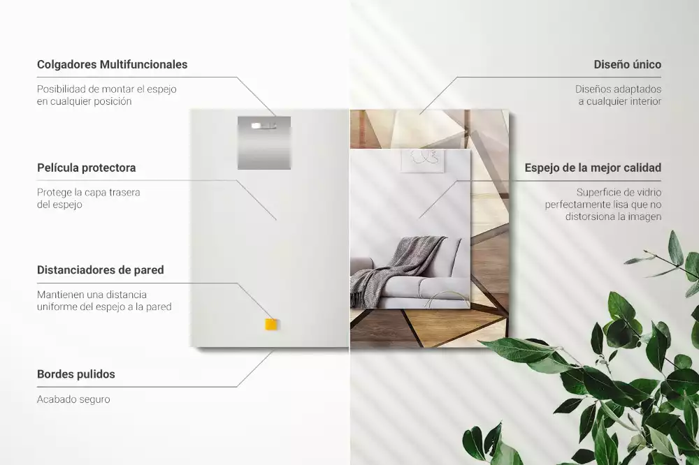Rechteckiger dekorativer spiegel Holzgeometrische Muster