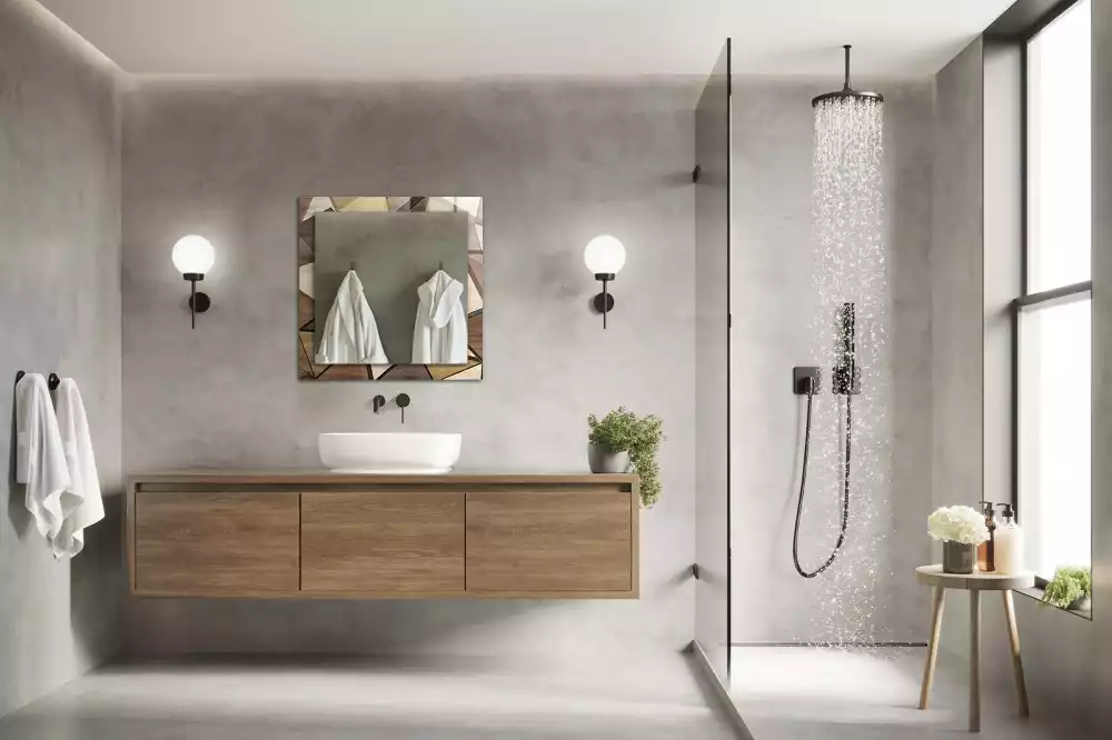 Rechteckiger dekorativer spiegel Holzgeometrische Muster