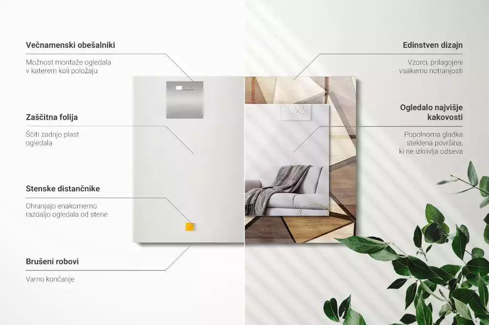 Rechteckiger dekorativer spiegel Holzgeometrische Muster