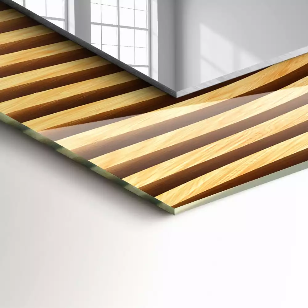 Spiegel mit rechteckigem aufdruck Holzwellen