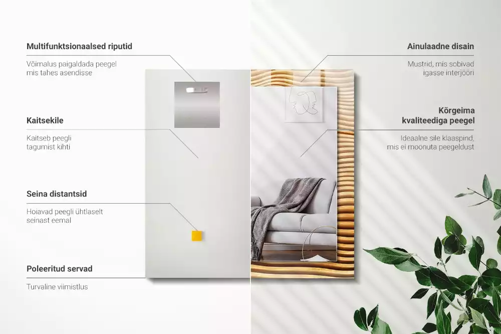 Spiegel mit rechteckigem aufdruck Holzwellen