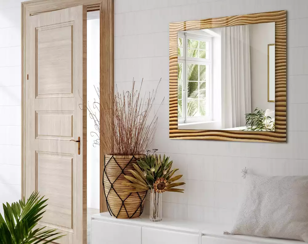 Spiegel mit rechteckigem aufdruck Holzwellen