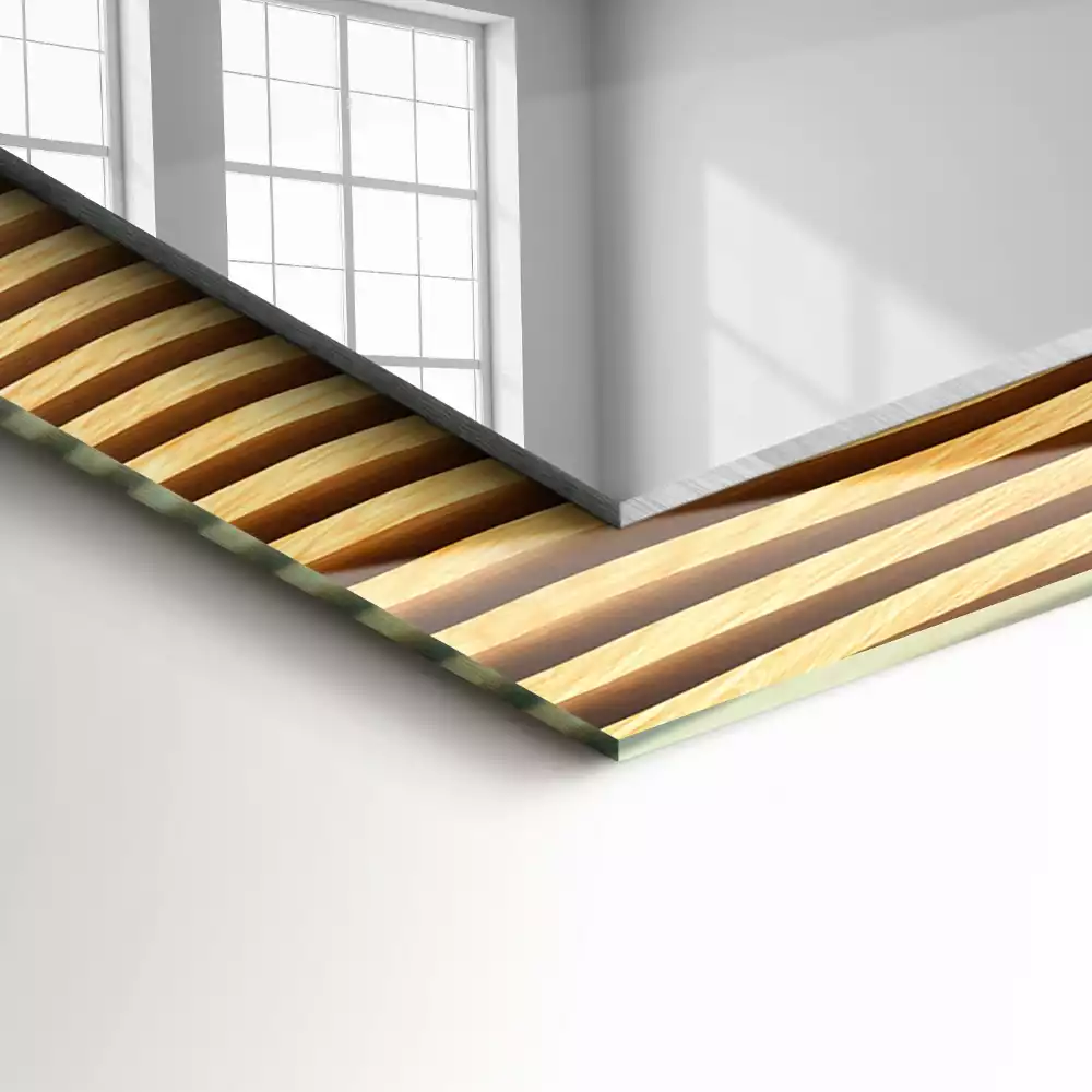 Spiegel mit rechteckigem aufdruck Holzwellen