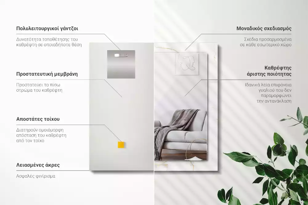 Rechteckiger spiegel Weißes Marmormuster