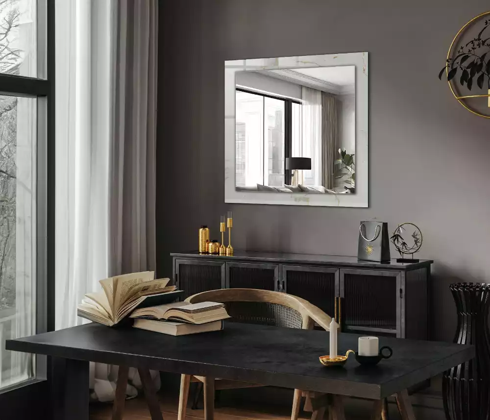 Rechteckiger spiegel Weißes Marmormuster