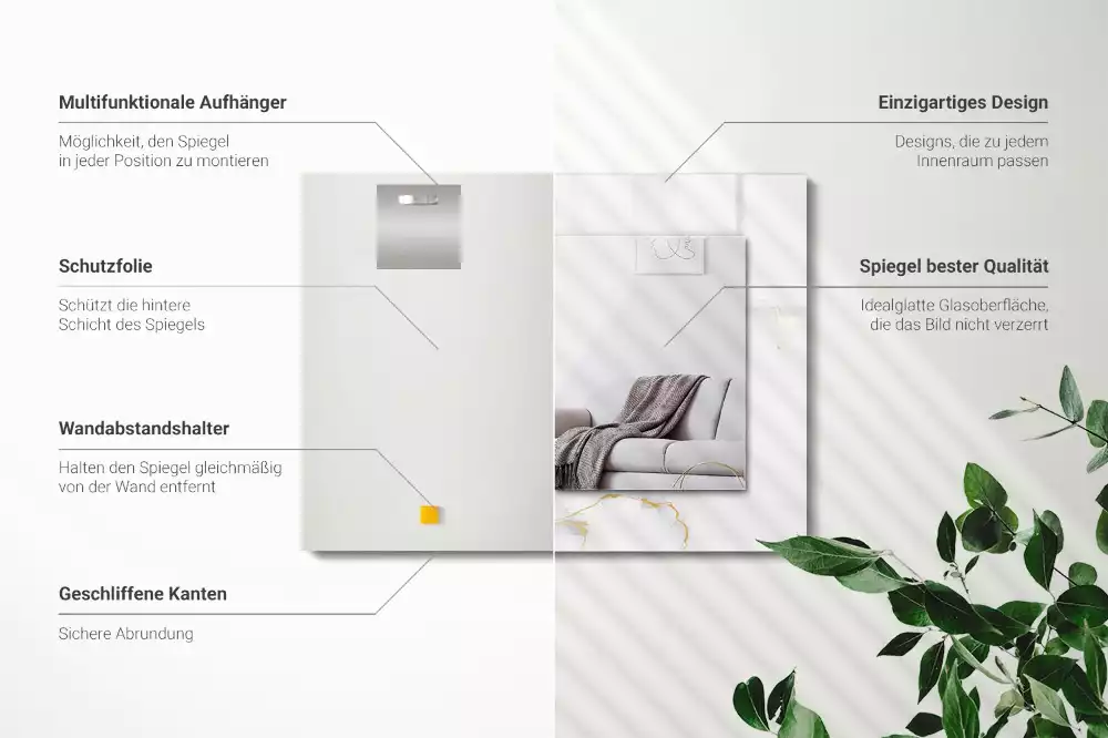 Rechteckiger spiegel Weißes Marmormuster