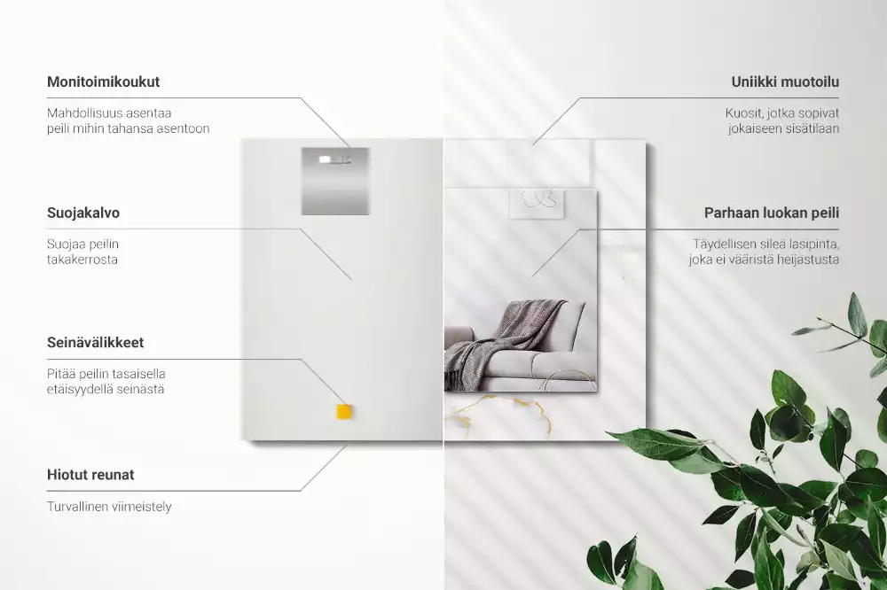 Rechteckiger spiegel Weißes Marmormuster