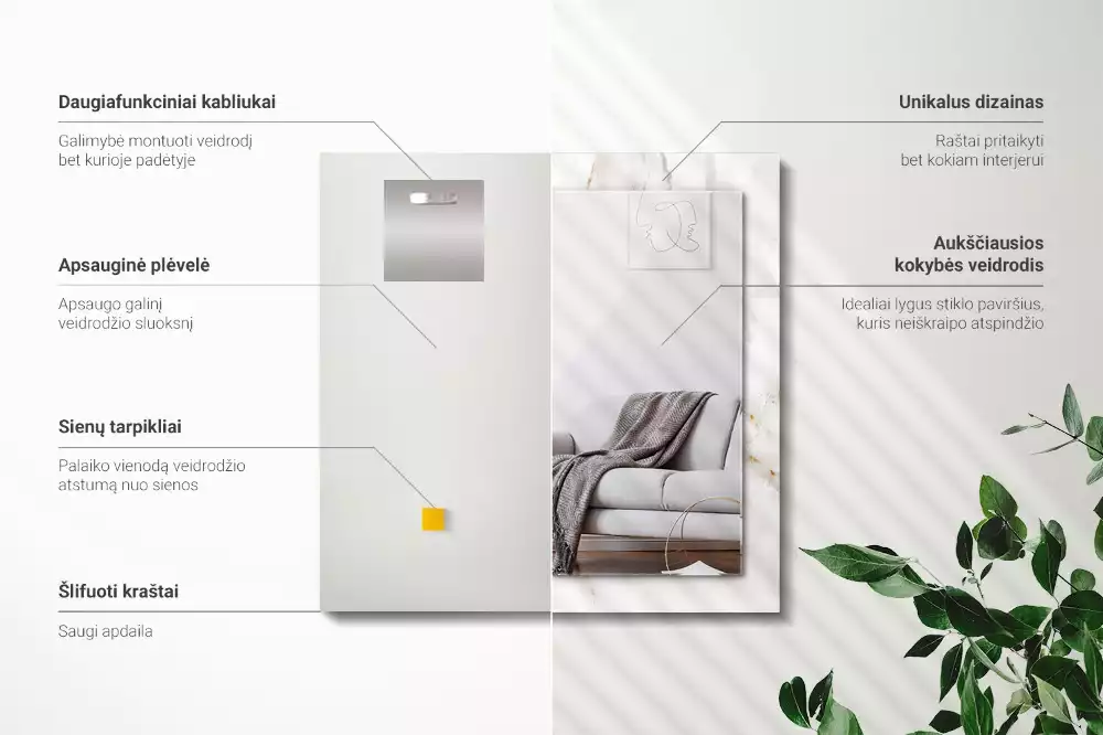 Spiegel mit rechteckigem aufdruck Weißes Marmormuster