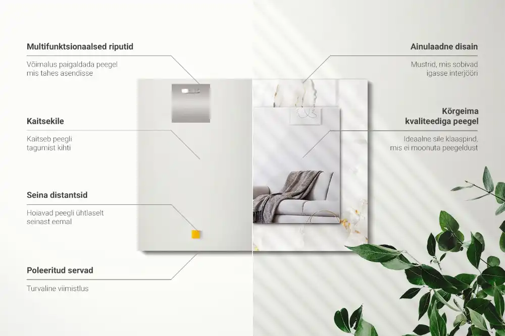 Spiegel mit rechteckigem aufdruck Weißes Marmormuster