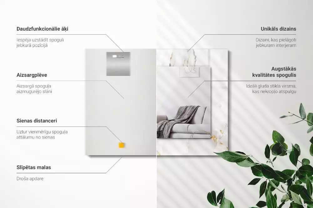 Spiegel mit rechteckigem aufdruck Weißes Marmormuster